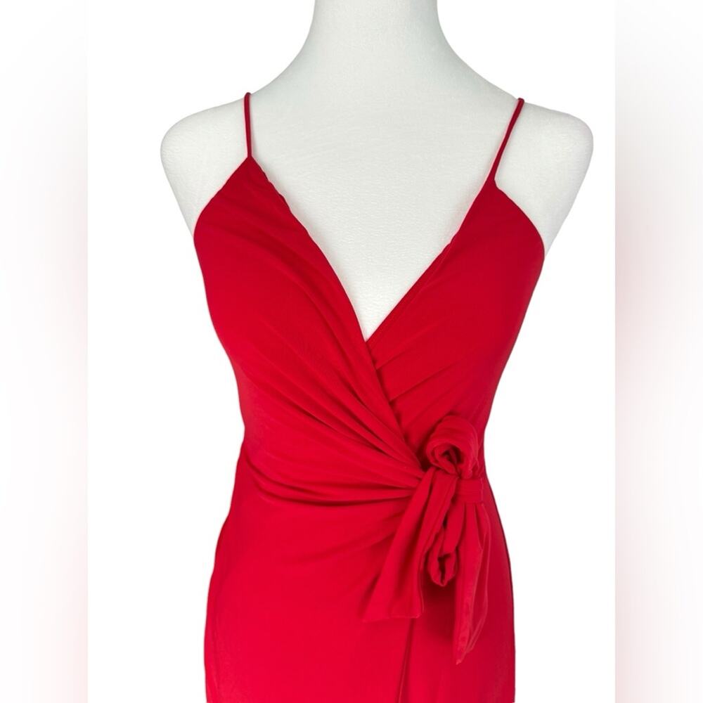Misa Los Angeles Veronica Dress Red Long Wrap Maxi Stretchy Romantic Glamorous - Picture 4 of 16